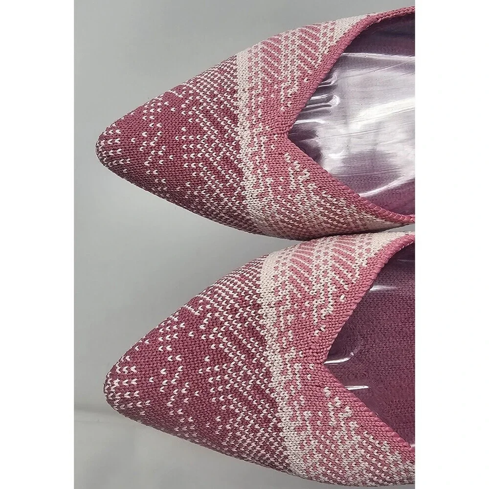 Rothy’s The Point Pink Plaid Limited Edition Breast Cancer Slip On Flats Size 8 - Picture 2 of 13